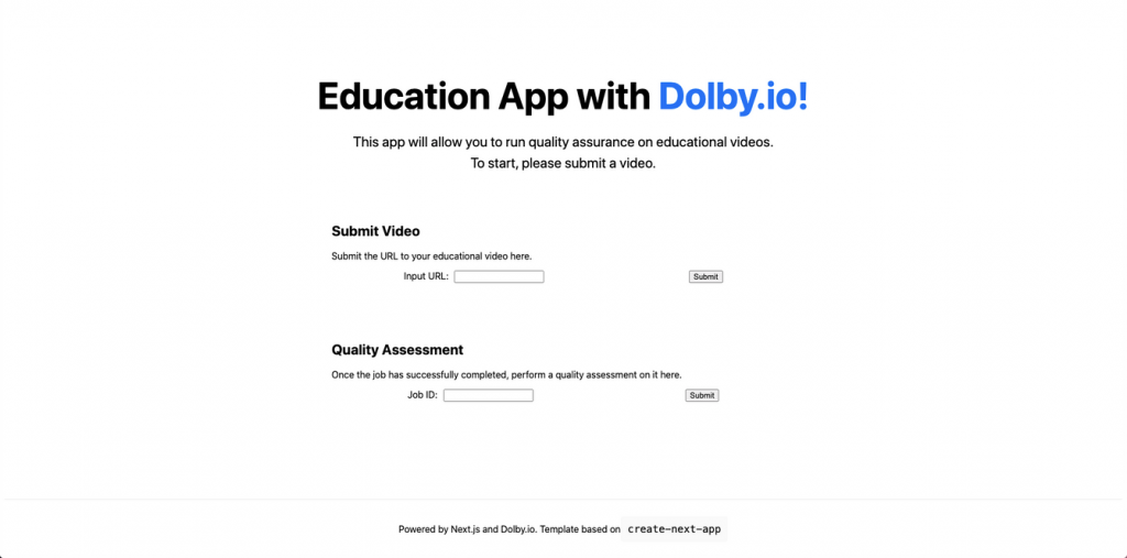 Dolby.io Next.js Education app