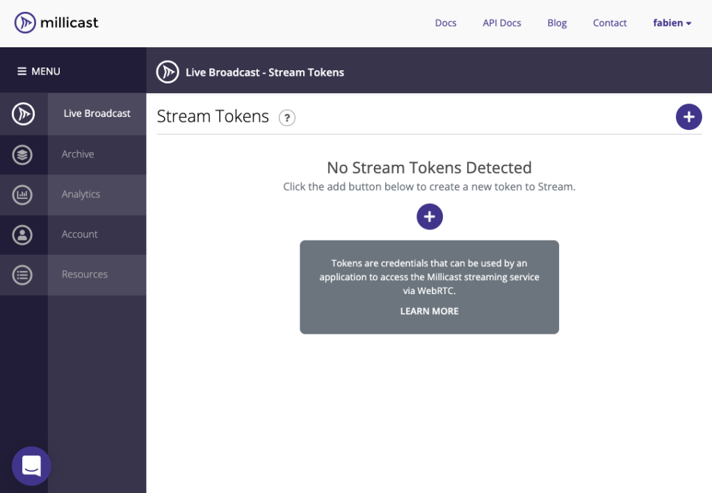 Select Live Broadcast from dashboard