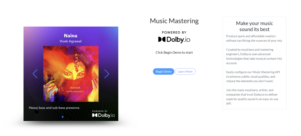 Offical Dolby.io Music Mastering Demo. Using Music Mastering on “Take Me Out to the Ball Game”