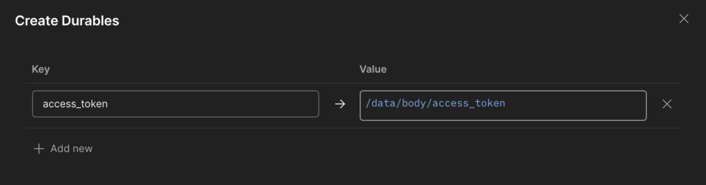Postman flow durables access token