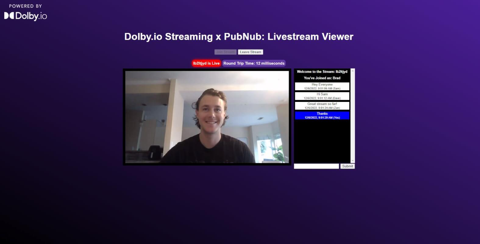 Image of author smiling on screen via a live stream, with a chat window built into the right of the live stream highlighting an arbitrary conversation between stream participants. 