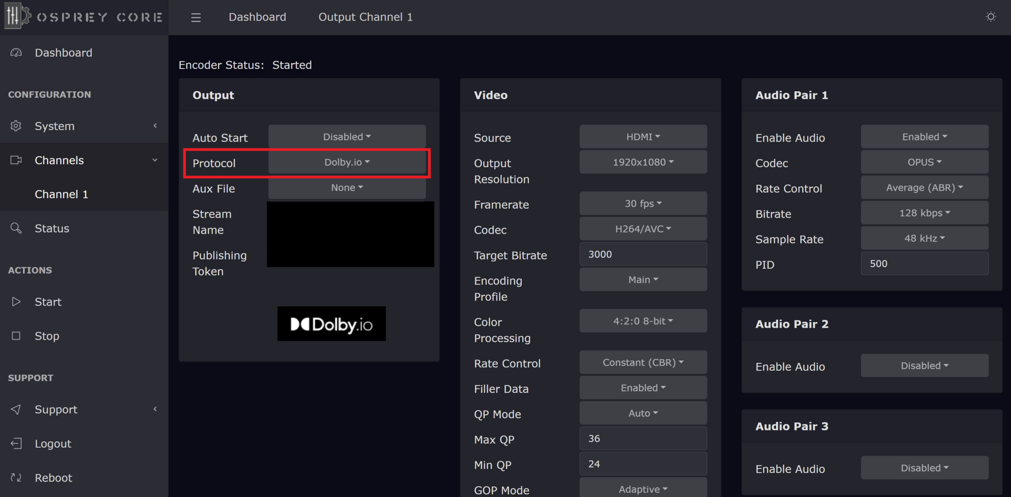 RTC Hardware Encoding and Streaming with the Osprey Talon Dolby.io